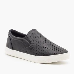 La Sheelah Women Stylish Slip On Pinhole Faux Leather Sneakers - Black - Size 7